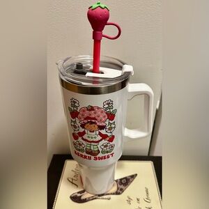 Berry Sweet Strawberry Shortcake Tumbler with Straw & strawberry 🍓 Topper